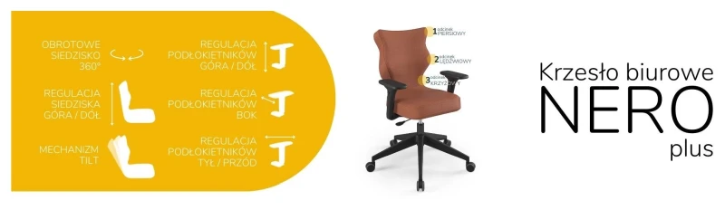 Krzesło biurowe obrotowe do biurka Nero Plus wzrost 159-188 cm czarna podstawa kółka - Vega 2