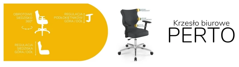 Krzesło biurowe obrotowe do biurka Perto wzrost 159-188 cm aluminiowa podstawa kółka - Vega 17