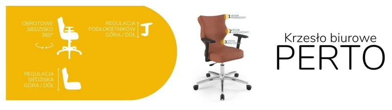 Krzesło biurowe obrotowe do biurka Perto wzrost 159-188 cm aluminiowa podstawa kółka - Vega 2