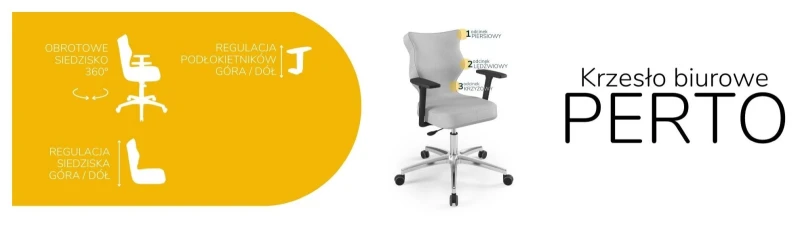 Krzesło biurowe obrotowe do biurka Perto wzrost 159-188 cm aluminiowa podstawa kółka - Vega 3