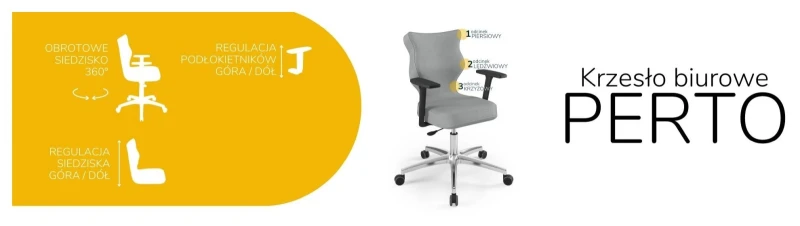 Krzesło biurowe obrotowe do biurka Perto wzrost 159-188 cm aluminiowa podstawa kółka - Vega 33