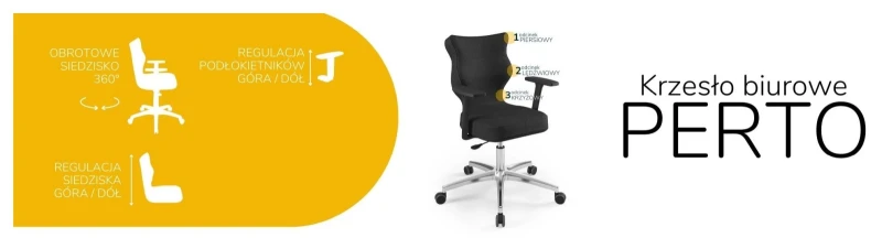 Krzesło biurowe obrotowe do biurka Perto wzrost 159-188 cm aluminiowa podstawa kółka - Solar 1