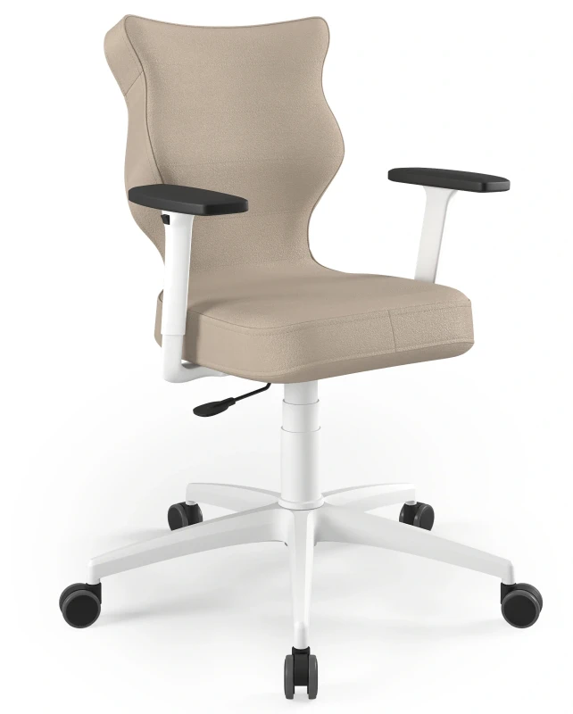 Krzesło biurowe obrotowe do biurka Perto wzrost 159-188 cm biała podstawa kółka - Vega 26