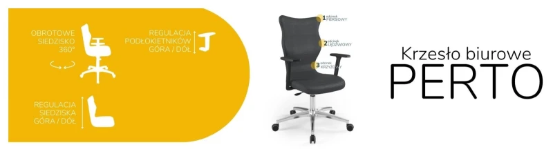 Krzesło biurowe obrotowe do biurka Perto wzrost powyżej 188 cm aluminiowa podstawa kółka - Vega 17