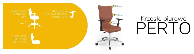 Krzesło biurowe obrotowe do biurka Perto wzrost powyżej 188 cm aluminiowa podstawa kółka - Vega 2