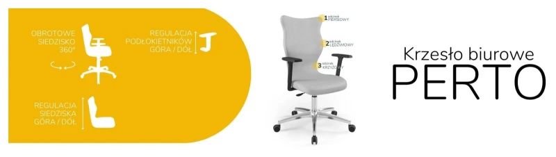 Krzesło biurowe obrotowe do biurka Perto wzrost powyżej 188 cm aluminiowa podstawa kółka - Vega 3