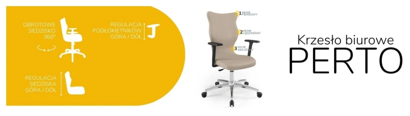 Krzesło biurowe obrotowe do biurka Perto wzrost powyżej 188 cm aluminiowa podstawa kółka - Vega 26