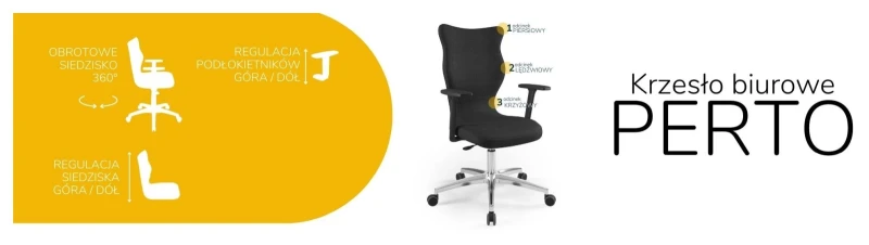 Krzesło biurowe obrotowe do biurka Perto wzrost powyżej 188 cm aluminiowa podstawa kółka - Solar 1