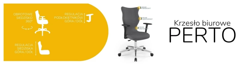 Krzesło biurowe obrotowe do biurka Perto wzrost powyżej 188 cm aluminiowa podstawa kółka - Solar 33