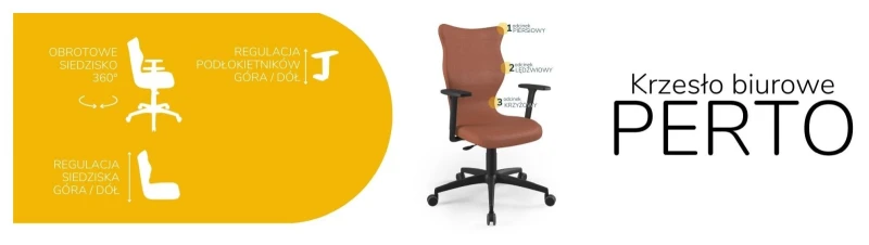 Krzesło biurowe obrotowe do biurka Perto wzrost powyżej 188 cm czarna podstawa kółka - Vega 2