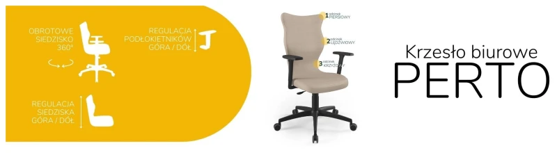 Krzesło biurowe obrotowe do biurka Perto wzrost powyżej 188 cm czarna podstawa kółka - Vega 26