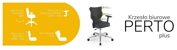 Krzesło biurowe obrotowe do biurka Perto Plus wzrost 159-188 cm aluminiowa podstawa kółka - Vega 17