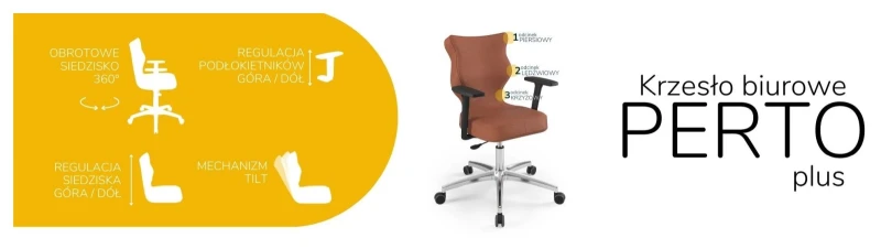 Krzesło biurowe obrotowe do biurka Perto Plus wzrost 159-188 cm aluminiowa podstawa kółka - Vega 2