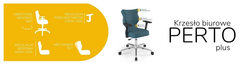 Krzesło biurowe obrotowe do biurka Perto Plus wzrost 159-188 cm aluminiowa podstawa kółka - Solar 6