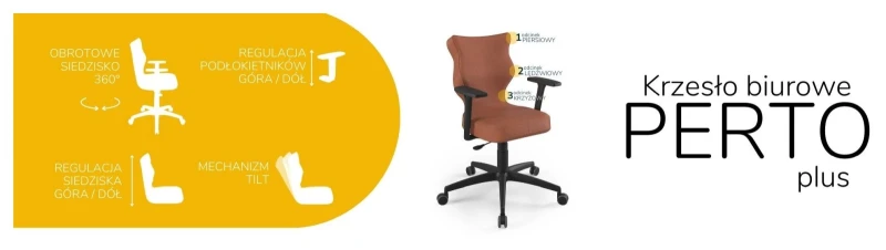 Krzesło biurowe obrotowe do biurka Perto Plus wzrost 159-188 cm czarna podstawa kółka - Vega 2