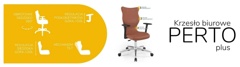 Krzesło biurowe obrotowe do biurka Perto Plus wzrost powyżej 188 cm aluminiowa podstawa kółka - Vega 2