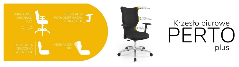 Krzesło biurowe obrotowe do biurka Perto Plus wzrost powyżej 188 cm aluminiowa podstawa kółka - Solar 1