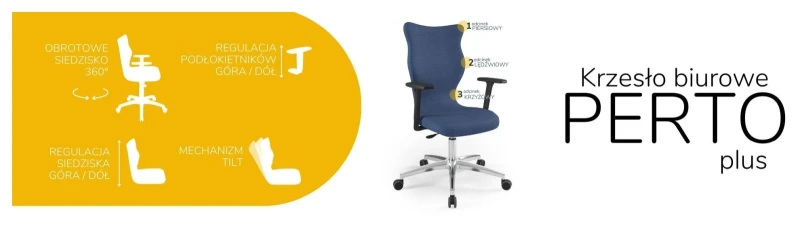 Krzesło biurowe obrotowe do biurka Perto Plus wzrost powyżej 188 cm aluminiowa podstawa kółka - Solar 24