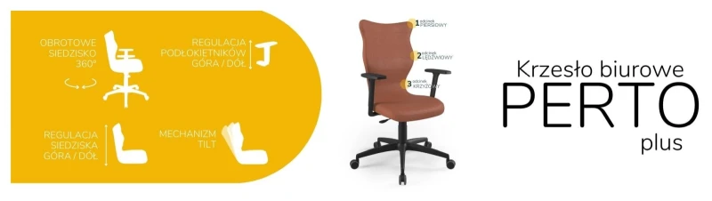 Krzesło biurowe obrotowe do biurka Perto Plus wzrost powyżej 188 cm czarna podstawa kółka - Vega 2