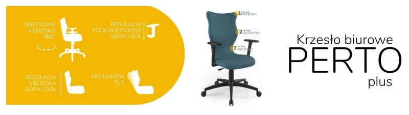 Krzesło biurowe obrotowe do biurka Perto Plus wzrost powyżej 188 cm czarna podstawa kółka - Solar 6