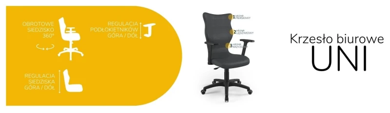 Krzesło biurowe obrotowe do biurka Uni wzrost powyżej 188 cm czarna podstawa kółka - Vega 17