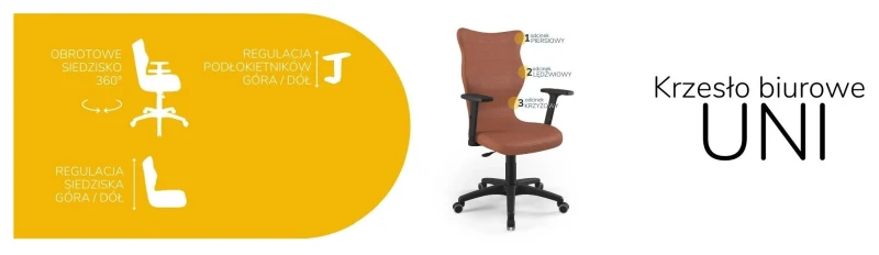 Krzesło biurowe obrotowe do biurka Uni wzrost powyżej 188 cm czarna podstawa kółka - Vega 2