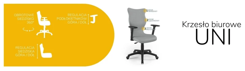 Krzesło biurowe obrotowe do biurka Uni wzrost powyżej 188 cm czarna podstawa kółka - Vega 33