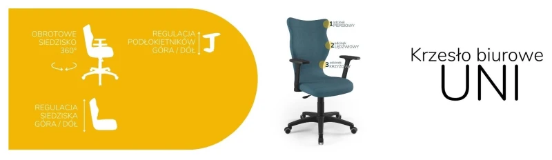 Krzesło biurowe obrotowe do biurka Uni wzrost powyżej 188 cm czarna podstawa kółka - Solar 6