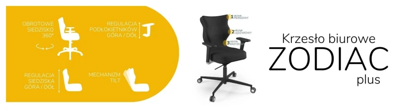 Krzesło biurowe obrotowe do biurka Zodiac Plus wzrost 159-188 cm czarna podstawa kółka - Solar 1