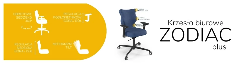 Krzesło biurowe obrotowe do biurka Zodiac Plus wzrost 159-188 cm czarna podstawa kółka - Solar 24