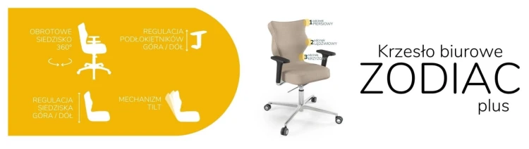 Krzesło biurowe obrotowe do biurka Zodiac Plus wzrost 159-188 cm aluminiowa podstawa kółka - Vega 26