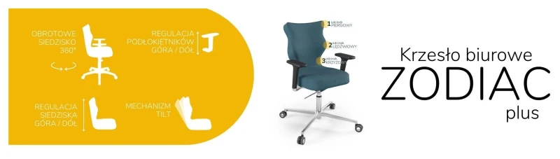 Krzesło biurowe obrotowe do biurka Zodiac Plus wzrost 159-188 cm aluminiowa podstawa kółka - Solar 6