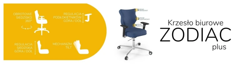 Krzesło biurowe obrotowe do biurka Zodiac Plus wzrost 159-188 cm aluminiowa podstawa kółka - Solar 24
