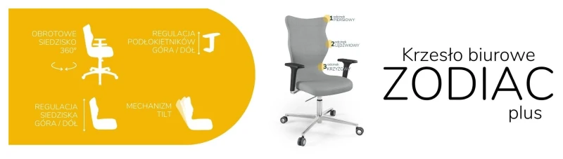 Krzesło biurowe obrotowe do biurka Zodiac Plus wzrost powyżej 188 cm aluminiowa podstawa kółka - Vega 33
