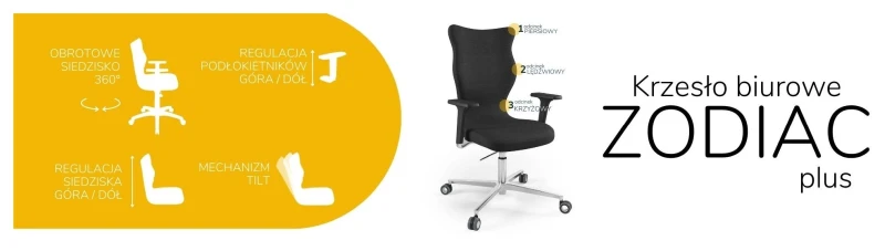 Krzesło biurowe obrotowe do biurka Zodiac Plus wzrost powyżej 188 cm aluminiowa podstawa kółka - Solar 1