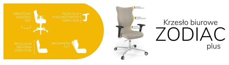 Krzesło biurowe obrotowe do biurka Zodiac Plus wzrost powyżej 188 cm aluminiowa podstawa kółka - Solar 26