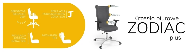 Krzesło biurowe obrotowe do biurka Zodiac Plus wzrost powyżej 188 cm aluminiowa podstawa kółka - Solar 33