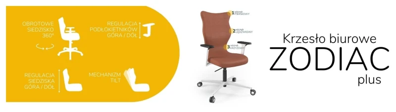 Krzesło biurowe obrotowe do biurka Zodiac Plus wzrost powyżej 188 cm biała podstawa kółka - Vega 2