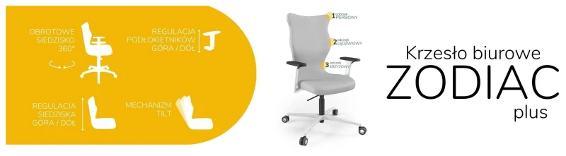 Krzesło biurowe obrotowe do biurka Zodiac Plus wzrost powyżej 188 cm biała podstawa kółka - Vega 3