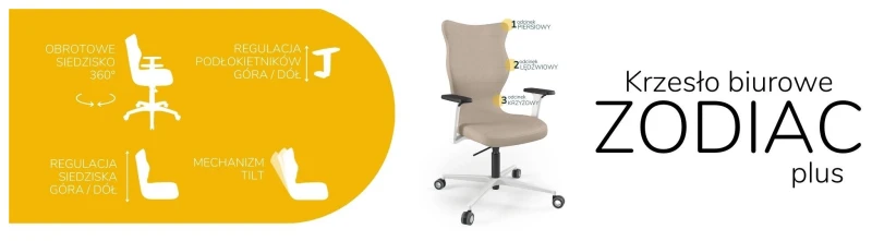 Krzesło biurowe obrotowe do biurka Zodiac Plus wzrost powyżej 188 cm biała podstawa kółka - Vega 26