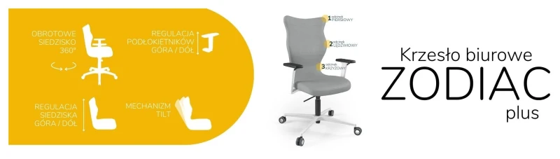 Krzesło biurowe obrotowe do biurka Zodiac Plus wzrost powyżej 188 cm biała podstawa kółka - Vega 33