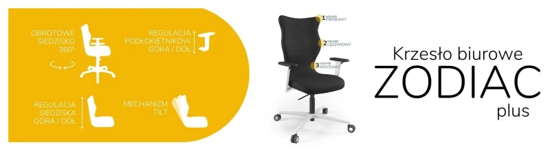 Krzesło biurowe obrotowe do biurka Zodiac Plus wzrost powyżej 188 cm biała podstawa kółka - Solar 1