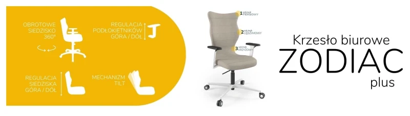 Krzesło biurowe obrotowe do biurka Zodiac Plus wzrost powyżej 188 cm biała podstawa kółka - Solar 26