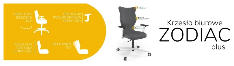 Krzesło biurowe obrotowe do biurka Zodiac Plus wzrost powyżej 188 cm biała podstawa kółka - Solar 33