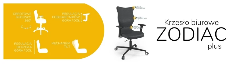 Krzesło biurowe obrotowe do biurka Zodiac Plus wzrost powyżej 188 cm czarna podstawa kółka - Vega 17