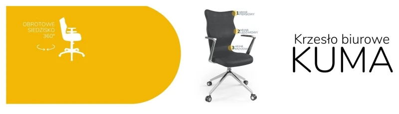 Krzesło biurowe obrotowe do biurka Kuma wzrost powyżej 188 cm aluminiowa podstawa kółka - Vega 17