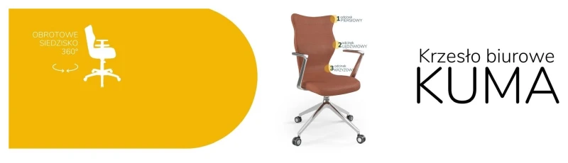 Krzesło biurowe obrotowe do biurka Kuma wzrost powyżej 188 cm aluminiowa podstawa kółka - Vega 2