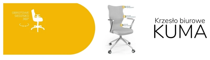 Krzesło biurowe obrotowe do biurka Kuma wzrost powyżej 188 cm aluminiowa podstawa kółka - Vega 3