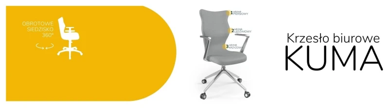 Krzesło biurowe obrotowe do biurka Kuma wzrost powyżej 188 cm aluminiowa podstawa kółka - Vega 33