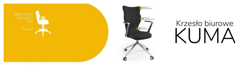 Krzesło biurowe obrotowe do biurka Kuma wzrost powyżej 188 cm aluminiowa podstawa kółka - Solar 1